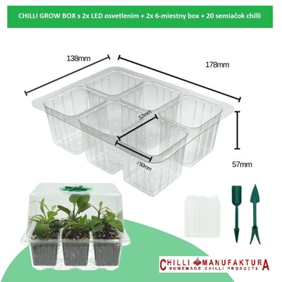 Chili Anzucht Set GROW BOX 2x6 mit 2 LED-Leuchten und 20 Chili Samen