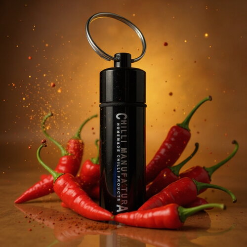 Chili Schlüsselanhänger schwarz mit Dragon’s Breath – ultra scharf