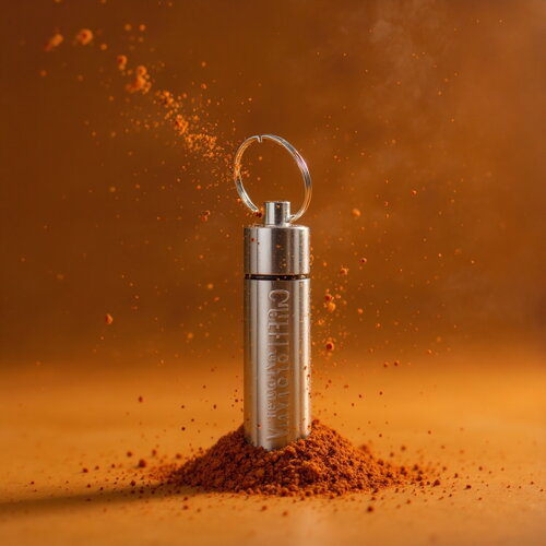 Chili Schlüsselanhänger silber mit Trinidad Scorpion – ultra scharf