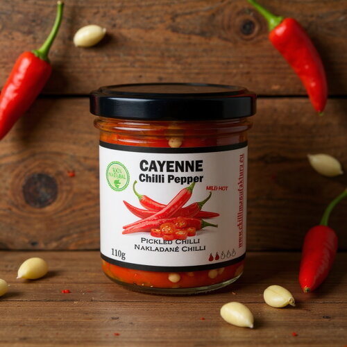 Eingelegte Cayenne Chili geschnitten 100 g – mild