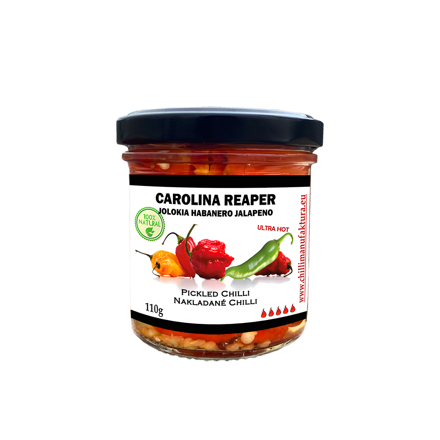 Eingelegte Carolina Reaper mit Jolokia und Jalapeno 110g
