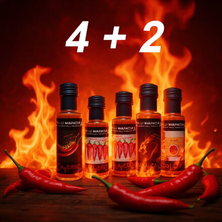 Aktion 4 + 2 GRATIS saucen Jalapeno, Salsa, Cayenne, Habanero + 2 chili saucen gratis